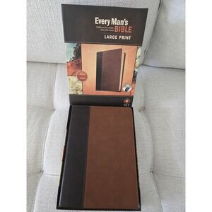 NLT Every Man's Bible Large Print Black Onyx TuTone Indexed New Open Box Gift